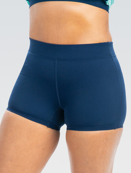 Women's Aquashape Solid Navy Fitted Shorts : 361SH-490