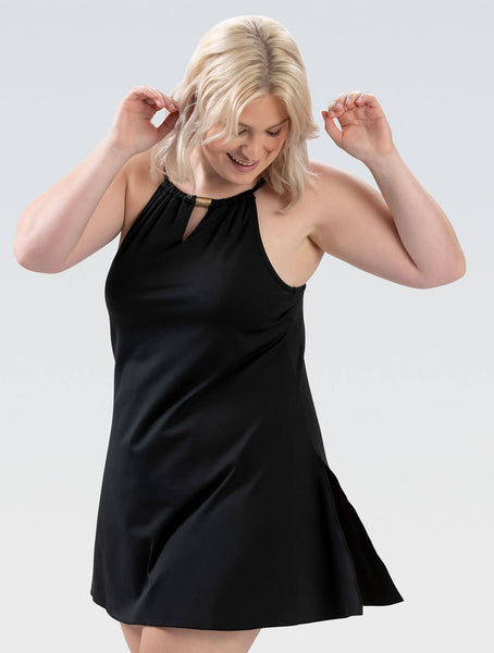 black halter swim dress Women's Aquashape A-Line - Size: 8 Bust - 40