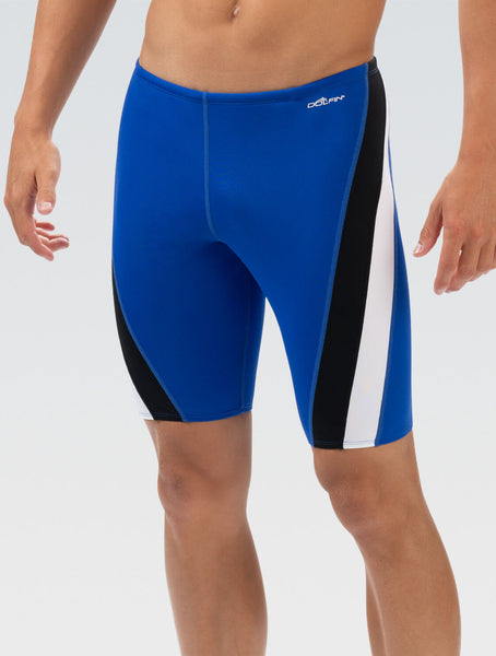 Men's Royal Black and White Jammer Swimsuit | Color Block