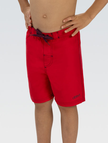 Boys' Red Swim Trunks | Chlorine Resistant Swimwear | Mesh Brief