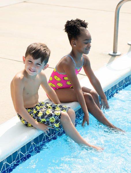 Boy's Smile On Printed Swim Trunks | Chlorine Resistant Swimwear