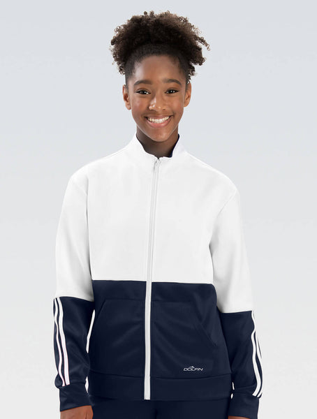 Unisex Adult Navy and White Color Block Warm-Up Jacket | Warm-Ups