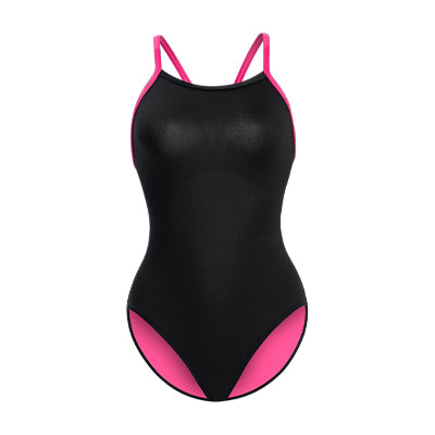 Women's Uglies Solid Black V-Back One Piece Swimsuit