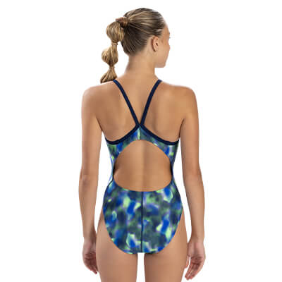 XtraSleek Magma Blue and Green V-Back One Piece – Dolfin Swimwear