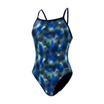 XtraSleek Magma Blue and Green V-Back One Piece – Dolfin Swimwear