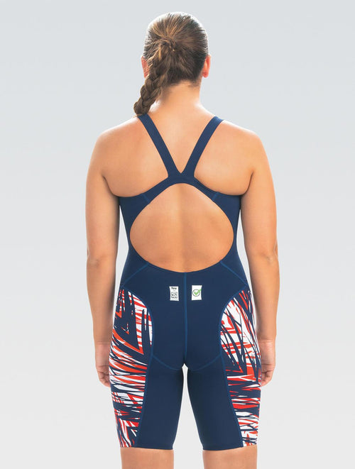 Women's Dolfin FirstStrike Navy Open Back Knee Suit Dolfin Swimwear