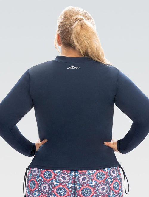 Ruched Rash Guard Women's Navy Rash Guard | Side Ruched | Swimwear Tops | Cover Ups ...