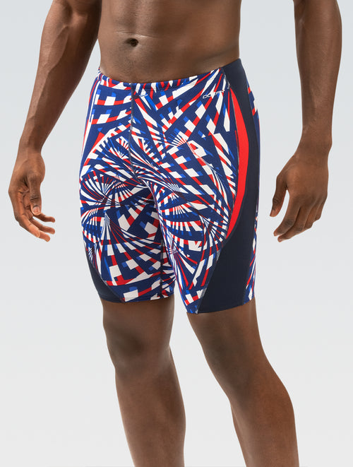 Men's Red White and Blue Atomic Printed Jammer Swimsuit | All Over