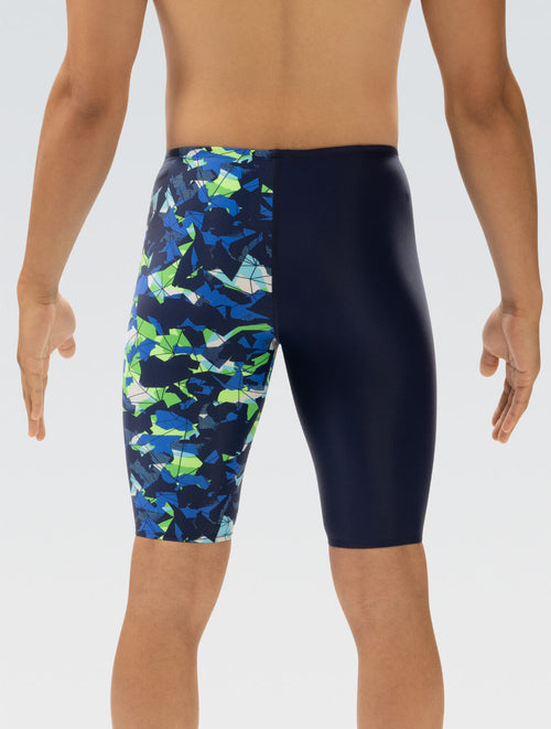 Men's Implode Blue and Green Jammer Swimsuit | Asymmetrial Jammer